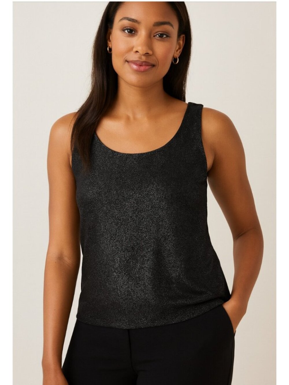 Chicos Travelers Metal Tank Womens 0 Black New
